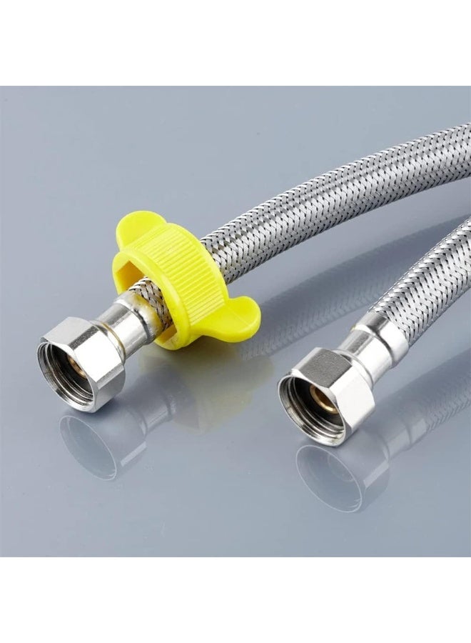 NOVEX 1.2 Meter Braided Hose, 1/2inch Connector Anti-Explosion Flexible Stainless Steel Hot Cold Water Plumbing Pipe for Kitchen Faucet Sink Basin Bathroom Shattaf Toilet Taps Heaters Pack of 2 (Silver) - Image 2